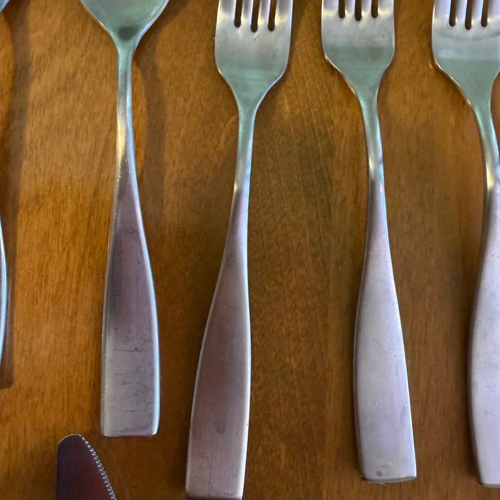 Gourmet Settings Flatware Set GS Stainless Silver Good Brushed Modern Cutlery